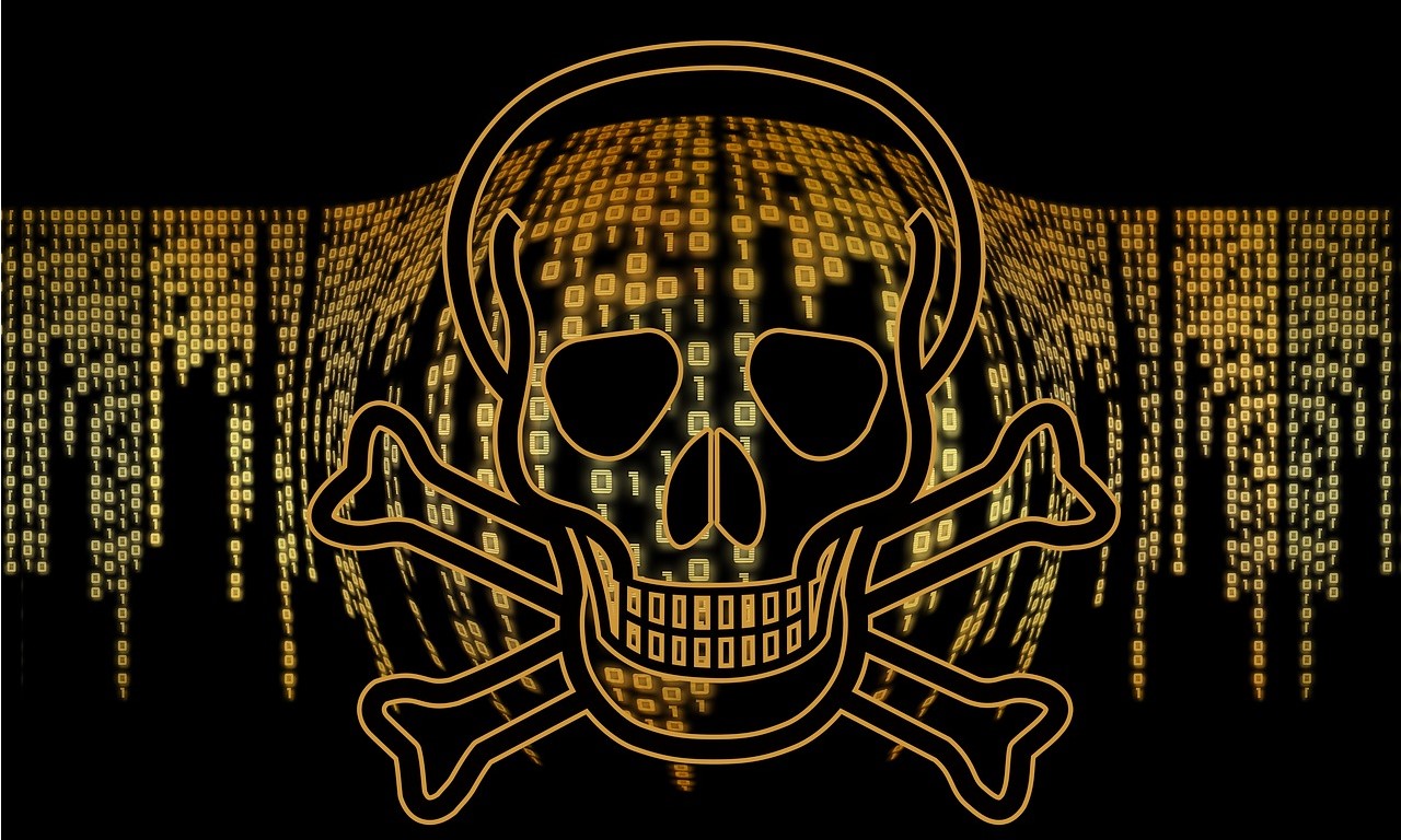 Image of a skull and binary numbers